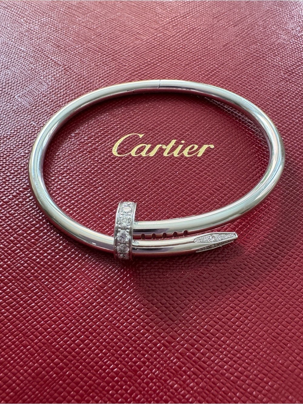 Cartier Juste Un Clou White Gold Nail Bracelet with Pavé Diamonds (15 cm)
